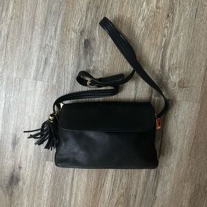 Black Leather Tignanello Shoulder Bag